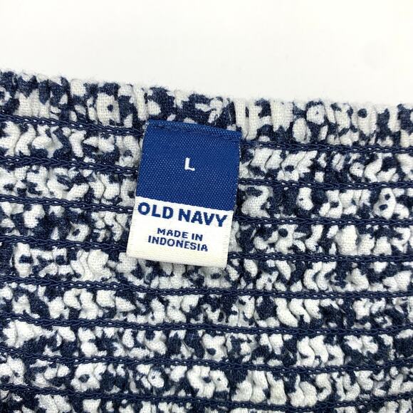 Old Navy Mini Dress Womens Size Large Blue White Micro Floral Print A-Line - Picture 5 of 6